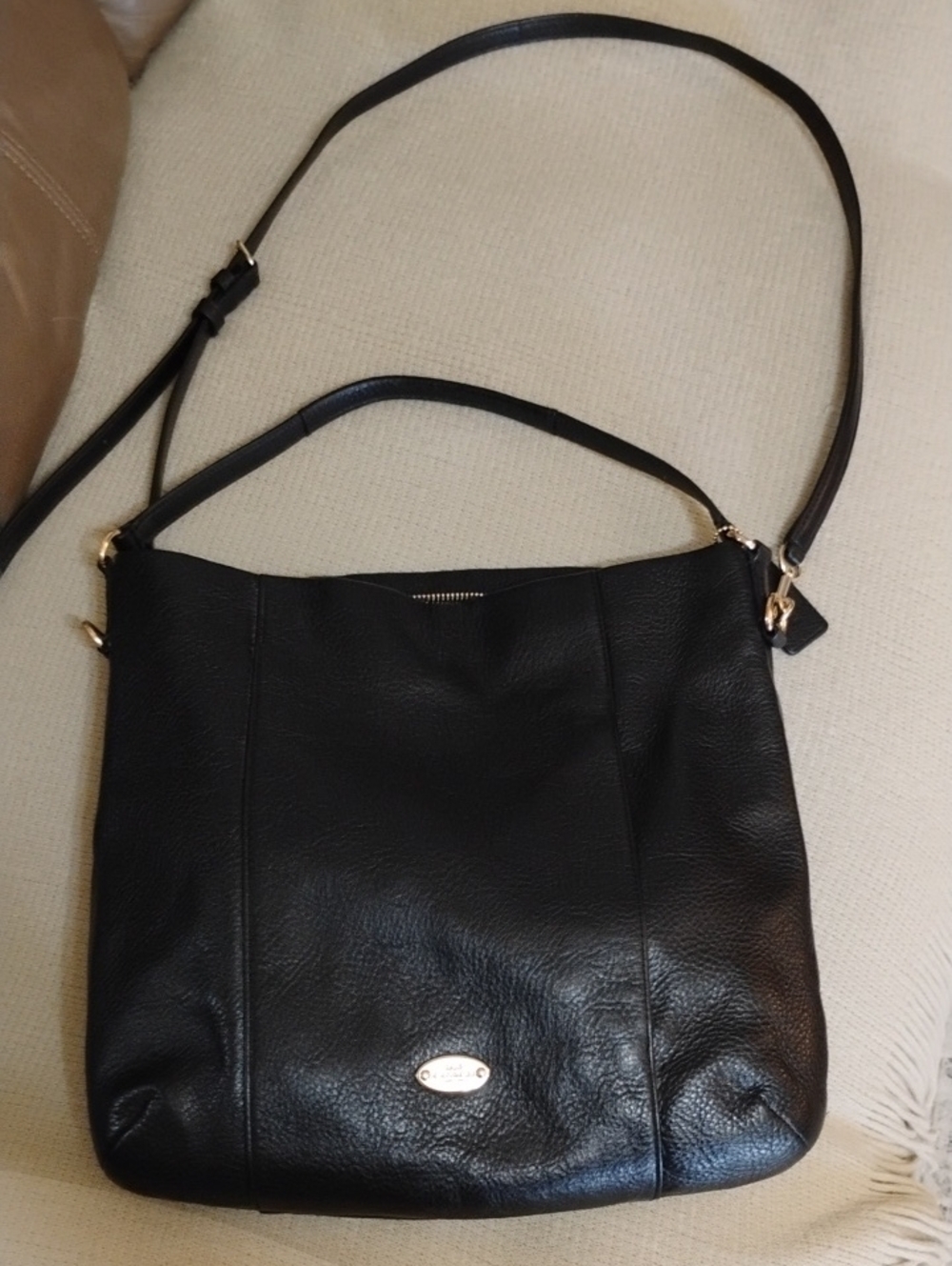 Coach Madison Black Pebble Leather Crossbody Shoulder Bag